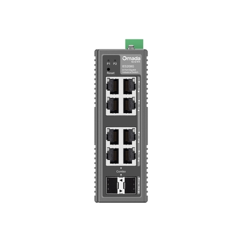 TP-Link Omada IES208G V1 - Switch - industrial - Managed - 6 x 10/100/1000 + 2 x combo Gigabit SFP/RJ-45 - DIN rail mountable, wall-mountable — image 1