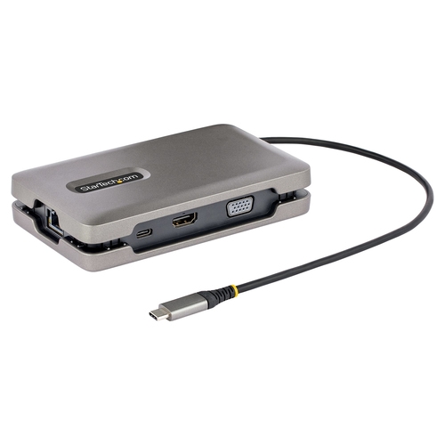 StarTech.com USB-C Multiport Adapter with USB-C DP Alt Mode Video Output / 4K HDMI 2.0 / VGA, USB-C Dual Monitor Docking Station, 100W PD Pass-Through, USB Type C Mini Dock/MST Adapter Hub