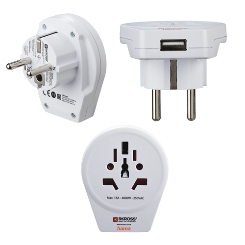 WORLD TRAVEL ADAPT 2 AND 3-PIN 1USB — image 1