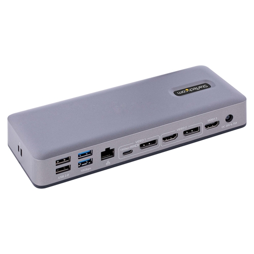 StarTech.com USB-C Docking Station - Multi Monitor HDMI/DP/DP Alt Mode USB-C Dock - 3x 4K30 / 2x 4K60 - 7-Port USB Hub - 60W Power Delivery - GbE - 3.5mm Audio - Works With Chromebook certified - Docking station - USB-C / Thunderbolt 3 / Thunderbolt 4 - 2 x DP, 2 x HDMI, USB-C - 1GbE - 60 Watt