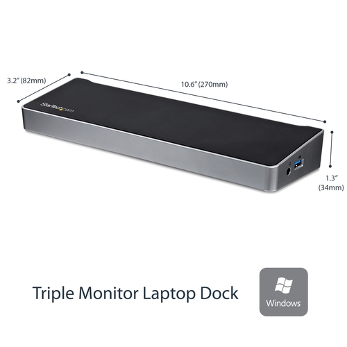 StarTech.com Triple Monitor USB 3.0 Laptop Docking Station - 4K HDMI, 2x DisplayPort - Universal USB Dock for Windows & Mac OS (10.14 & Above) (USB3DOCKH2DP) - Docking station - USB - 1GbE - for P/N: ARMBARTRIO2, ARMTRIO, LTLOCK