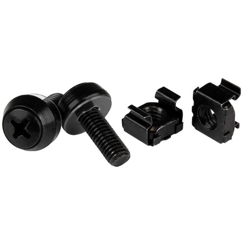 StarTech.com M6 Cage Nuts and Screws - 50 Pack - 12mm Rack Screws and Cage Nuts - Black (CABSCREWM6B) - Rack screws and nuts - black - for P/N: RACK-18U-20-WALL-OA, RACK-21U-20-WALL-OA, RACK-24U-20-WALL-OA, RK12OD2, RK3236BKF — image 1
