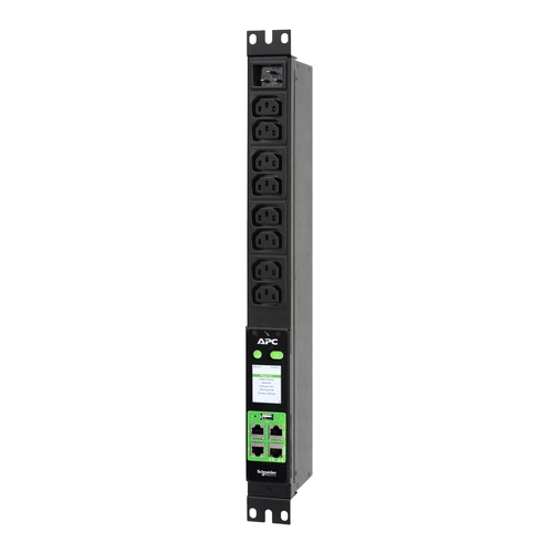 APC EasyPDU EPDU2016M - Power distribution unit (rack-mountable) - metered - AC 230 V - 3680 VA - 1-phase - Ethernet 10/100/1000, serial, USB - output connectors: 8 (power IEC 60320 C13) - 1U - 19" - 2.5 m cord - black — image 1