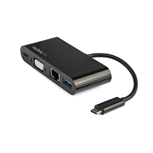 StarTech.com USB C Multiport Adapter, Mini USB-C Dock with Single Monitor VGA 1080p Video, 60W Power Delivery Passthrough, USB 3.1 Gen 1 Type-A 5Gbps, Gigabit Ethernet, Docking Station