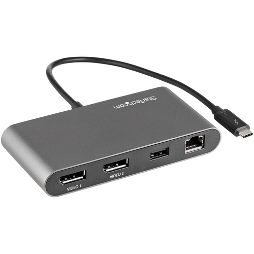 StarTech.com Thunderbolt 3 Mini Dock - Portable Dual Monitor w/ DP 4K 60Hz - 2X USB-A Hub (3.2/2.0), GbE - 28cm Cable - TB3 Multiport Adapter - Mac/Windows�- Upgraded Version of TB3DKM2DP (TB3DKMDPL) - Docking station - Thunderbolt 3 - 2 x DP - 1GbE — image 1