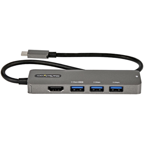 StarTech.com USB C Multiport Adapter, USB-C to HDMI 2.0b 4K 60Hz (HDR10), 100W Power Delivery Pass-Through, 4-Port 5Gbps USB 3.0 Hub, USB Type-C Mini Dock, with 12" (30cm) Attached Cable