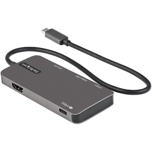  StarTech.com USB C Multiport Adapter, USB-C to 4K 30Hz HDMI, 100W Power Delivery Pass-through, SD/MicroSD Slot, 3-Port USB 3.0 Hub, USB Type-C Mini Dock, 12" (30cm) Long Attached Cable