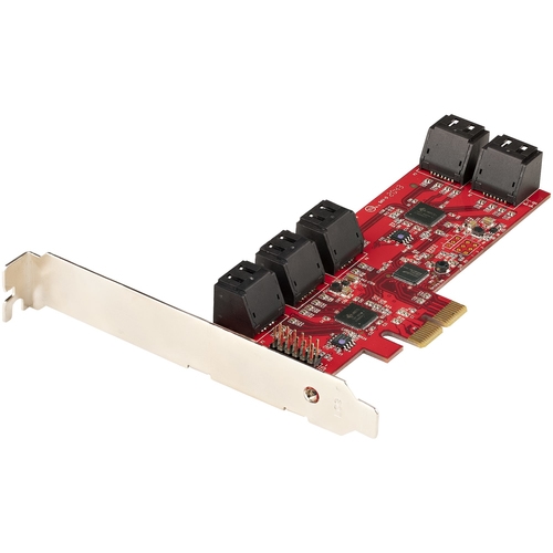 StarTech.com SATA PCIe Card, 10 Port PCIe SATA Expansion card, 6Gbps SATA Card, Low/Full Profile, Stacked SATA Connectors, ASM1062 Non-Raid SATA Controller Card / Adapter - PCI Express to SATA Converter - Storage controller - SATA 6Gb/s - low profile - PCIe 2.0 x2 — image 1