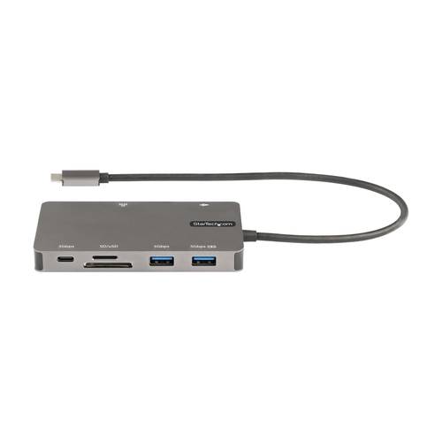 StarTech.com USB C Multiport Adapter, HDMI 4K 30Hz or VGA Travel Dock, 5Gbps USB 3.0 Hub (USB A / USB C Ports), 100W Power Delivery, SD/MicroSD Slot, GbE, 12" (30cm) Long Attached Cable