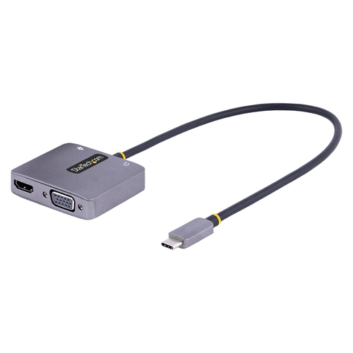 StarTech.com USB C Video Adapter, USB C to HDMI VGA Multiport Adapter w/ 3.5mm Audio Output, 4K 60Hz, HDR, 100W PD 3.0, USB C Monitor Adapter for Laptop, Thunderbolt 3/4 Compatible - USB C Display Travel Adapter (122-USBC-HDMI-4K-VGA) - Docking station - USB-C / Thunderbolt 3 / Thunderbolt 4 - HDMI, VGA — image 1
