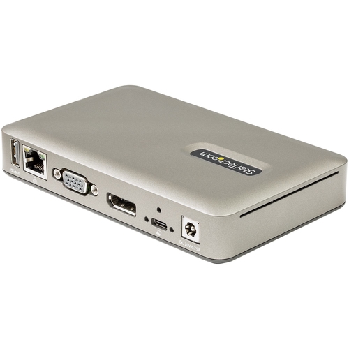 StarTech.com USB C Dock, USB-C to DisplayPort 4K 30Hz or VGA, Mini USB-C Laptop Docking Station with 65W Power Delivery Pass-Through Charging, 4-Port USB 3.1 Gen 1 Hub, GbE