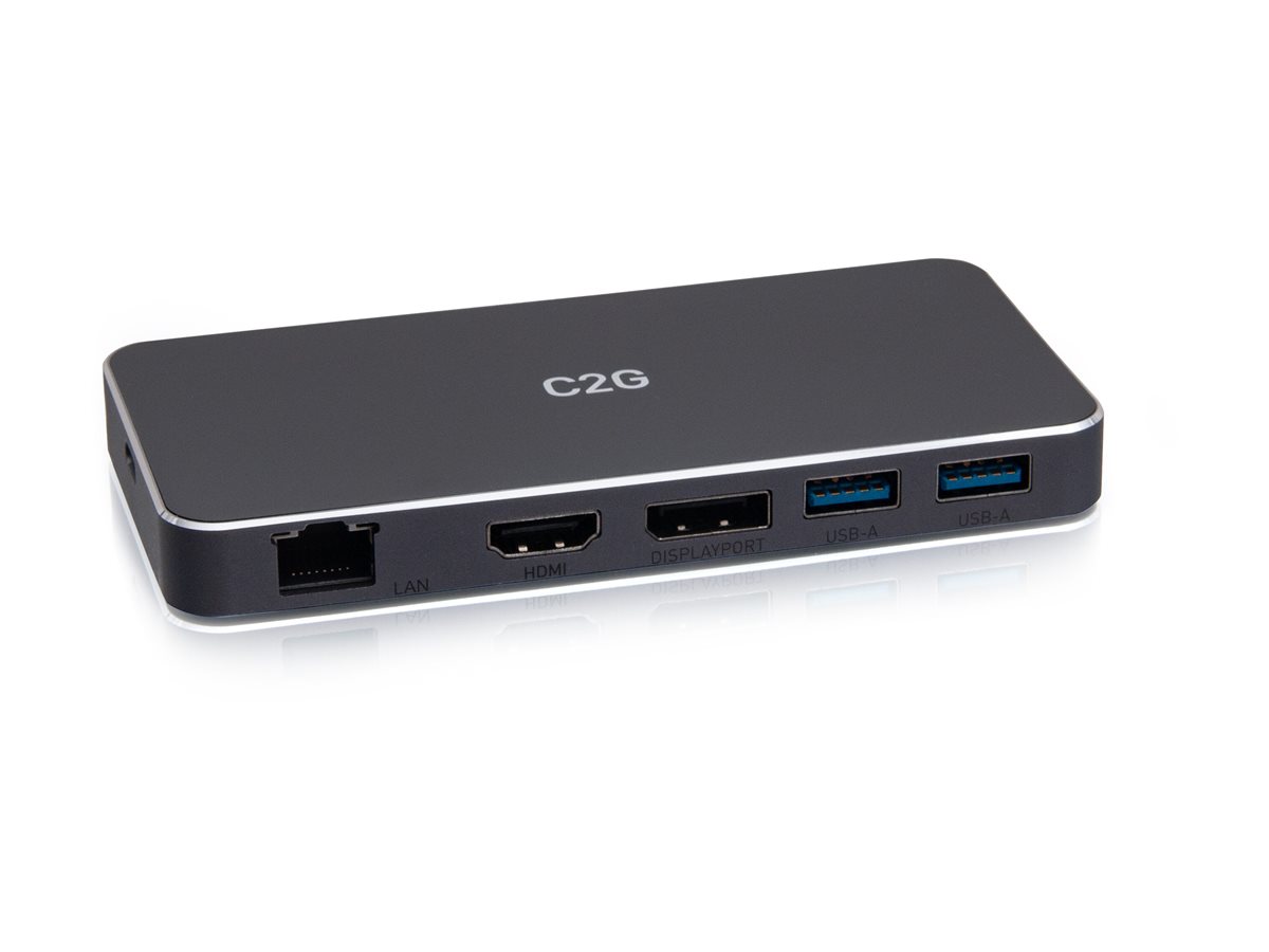 C2G USB-C 7-in-1 Dual Display MST Docking Station with HDMI, DisplayPort, Ethernet, USB, and Power Delivery up to 100W - 4K 60Hz - Docking station - USB-C - HDMI, DP - 1GbE