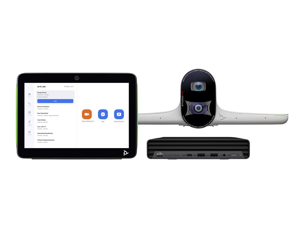 Poly Studio Large Room Bundle - For Zoom Rooms - video conferencing kit (Poly Studio E70 camera, Poly TC10 touch controller, HP Mini Conferencing PC) - Zoom Certified - white — image 1