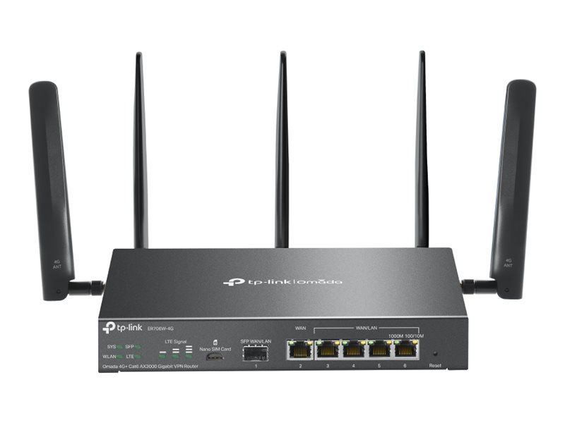 TP-Link Omada ER706W-4G V1 - wireless router - WWAN - Wi-Fi 6 - 4G - desktop, wall-mountable — image 1