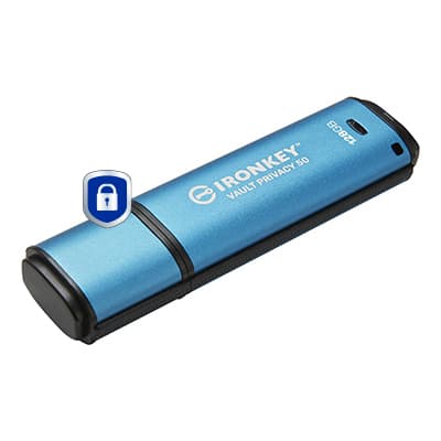 Kingston IronKey Vault Privacy 50 Series - USB flash drive - encrypted - 128 GB - USB 3.2 Gen 1 - TAA Compliant — view 3
