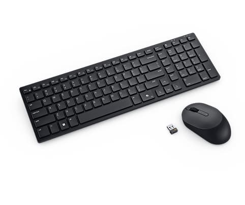Dell Pro Compact Silent Keyboard and Mouse - KM555 - Keyboard and mouse set - wireless - 2.4 GHz, Bluetooth 5.1 - QWERTY - US International - black - with 3 years NBD Advance Exchange