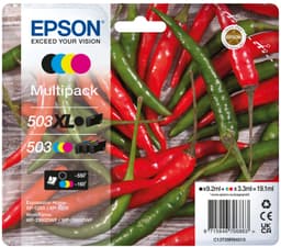 Epson 503/503 XL Multipack - 4-pack - XL(black) + Standard Capacity - black, yellow, cyan, magenta - original - blister - ink cartridge - for EPL 5200, RIP Station 5200, WorkForce WF-2960