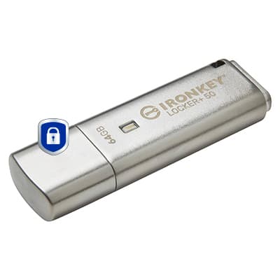 Kingston IronKey Locker+ 50 - USB flash drive - encrypted - 64 GB - USB 3.2 Gen 1 — view 3