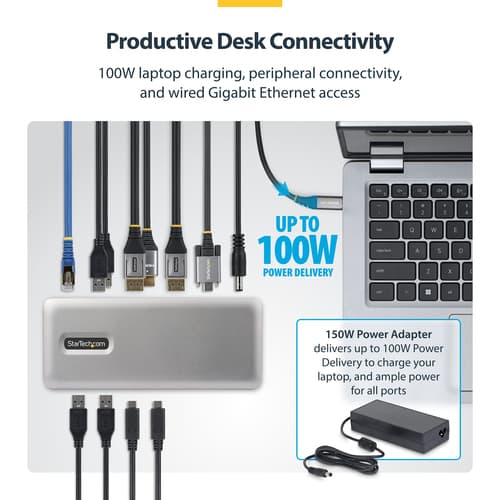 StarTech.com - Docking station - for laptop - USB-C 3.2 Gen 2 - 2 x DP, HDMI - 1GbE — view 5