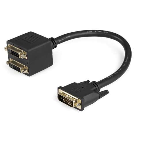 StarTech.com 1 ft DVI-D to 2x DVI-D Digital Video Splitter Cable - M/F (DVISPL1DD) - Video splitter - dual link - DVI-D female to DVI-D male - 30.5 cm - shielded - black - for P/N: DVIDDMM1, DVIDDMM10M, DVIDDMM25, DVIDDMM2M, DVIDDMM3M, DVIDDMM5M