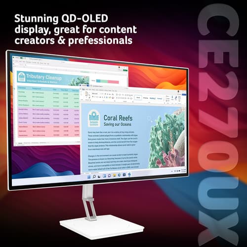 Acer CE270UX QD-OLED Monitor - 26.5 Quad HD (2560x1440), QD-OLED, 240Hz, 0.03ms, FreeSync Premium, HDR10, White" — view 3