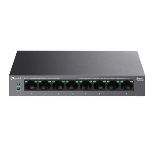 TP-Link LiteWave LS108GP V1 - Switch - 8 x 10/100/1000 (PoE+) - desktop, wall-mountable - PoE+ (62 W)