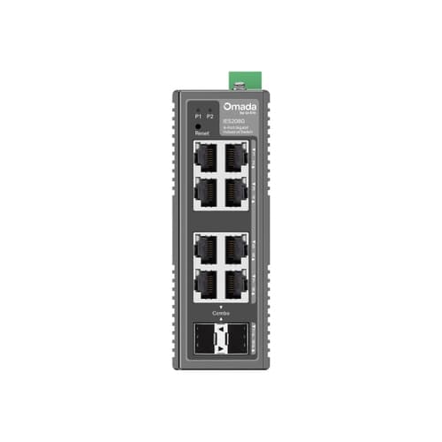 TP-Link Omada IES208G V1 - Switch - industrial - Managed - 6 x 10/100/1000 + 2 x combo Gigabit SFP/RJ-45 - DIN rail mountable, wall-mountable — view 1