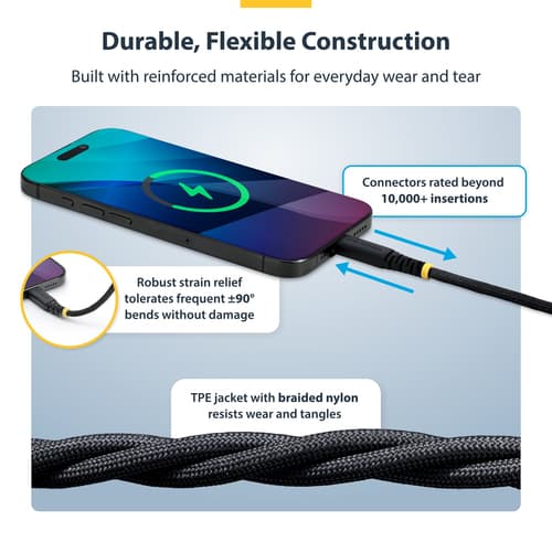 StarTech.com - USB cable - 24 pin USB-C (M) to 24 pin USB-C (M) - USB 2.0 - 3 A - USB Power Delivery (60W) - black — view 8