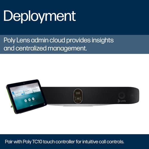 Poly Studio X72 - Without power cord - video conferencing kit (video bar, Poly TC10 touch controller) - Zoom Certified, Certified for Microsoft Teams - black - TAA Compliant — view 5
