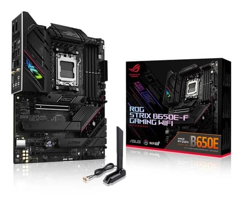 ASUS ROG Strix B650E-F Gaming WiFi - Motherboard - ATX - Socket AM5 - AMD B650 Chipset - USB-C 3.2 Gen 2x2, USB-C 3.2 Gen2, USB 3.2 Gen 2, USB 3.2 Gen 1 - 2.5 Gigabit LAN, Wi-Fi 6, Bluetooth - onboard graphics (CPU required) - HD Audio (8-channel)