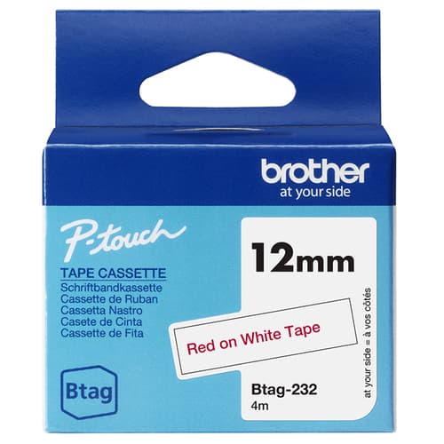 Brother BTAG-232 - Red on white - Roll (1.2 cm x 4 m) 1 cassette(s) hanging box - label tape