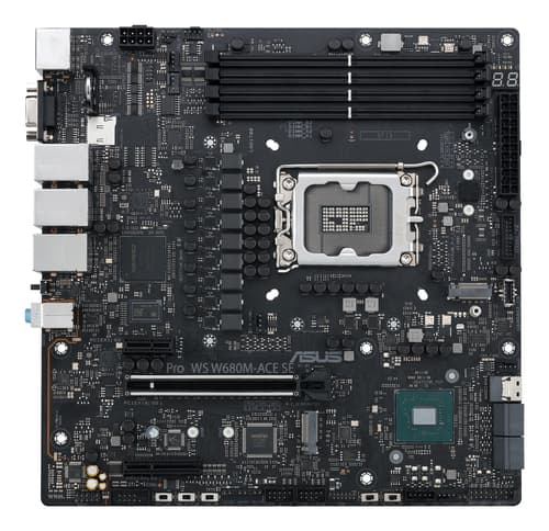 ASUS PRO WS W680M-ACE SE - Motherboard - micro ATX - LGA1700 Socket - W680 Chipset - USB 3.2 Gen 1, USB 3.2 Gen 2, USB-C 3.2 Gen2, USB-C 3.2 Gen 2x2 - Gigabit LAN, 2 x 2.5 Gigabit LAN - onboard graphics - HD Audio (8-channel) — view 5