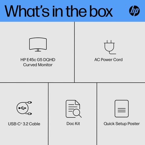 HP E45c G5 - E-Series - LED monitor - curved - 44.5" - 5120 x 1440 Dual Quad HD @ 165 Hz - VA - 400 cd/m� - 3000:1 - 3 ms - HDMI, DisplayPort, USB-C - speakers - black head, black and silver (stand) — view 5