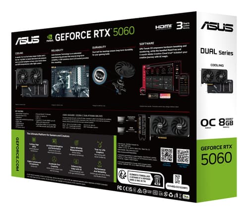 ASUS Dual EVO - OC Edition - graphics card - GeForce RTX 5060 - 8 GB GDDR7 - PCI Express 5.0 - 3 x DisplayPort, HDMI — view 17