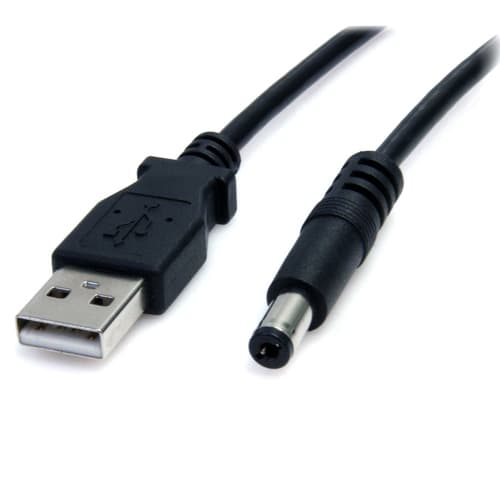 StarTech.com 2m USB to Type M Barrel Cable - USB to 5.5mm 5V DC Cable - USB to Barrel Jack 5V DC Plug (USB2TYPEM2M) - Power cable - USB (power only) (M) to DC jack 5.5 mm (M) - 2 m - molded - black — view 1