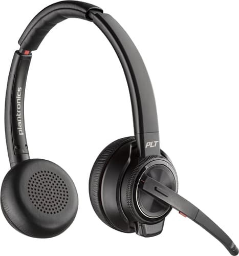 Poly Savi 8220-M Office - Savi 8200 series - headset - on-ear - DECT / Bluetooth - wireless - active noise cancelling - black - Certified for Microsoft Teams — view 1