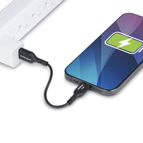 StarTech.com 6in (15cm) USB-A to USB-C Charging Cable, Charger Cord - USB cable - USB (M) to 24 pin USB-C (M) - USB 2.0 - 3 A - 15 cm - charge and sync, USB Fast Charge (15W), passive - black — view 8