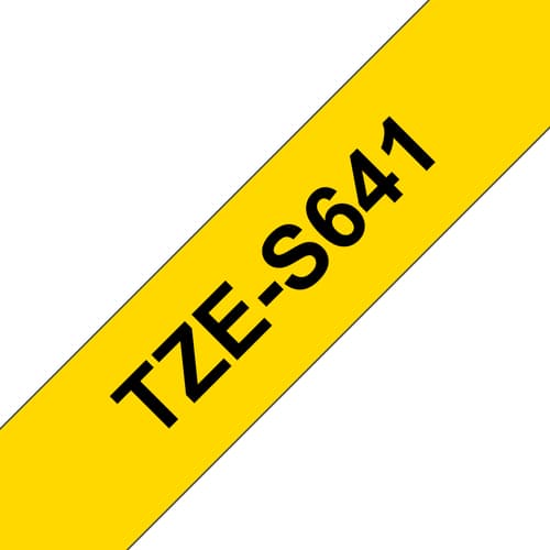 Brother TZe-S641 - Strong adhesive - black on yellow - Roll (1.8 cm x 8 m) 1 cassette(s) laminated tape - for P-Touch PT-3600, D400, D450, D600, D800, E310, E550, P900, P950, P-Touch Cube Plus PT-P710