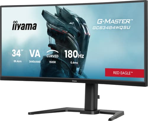 iiyama G-MASTER Red Eagle GCB3484WQSU-B1 - LED monitor - gaming - curved - 34" (31.4" viewable) - 3440 x 1440 UWQHD @ 180 Hz - VA - 500 cd/m� - 4000:1 - 0.4 ms - 2xHDMI, DisplayPort, 2xUSB-C, 2xUSB - speakers - black — view 4