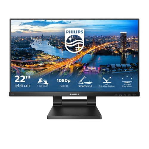 Philips B Line 222B1TC - LED monitor - 22" (21.5" viewable) - touchscreen - 1920 x 1080 Full HD (1080p) @ 75 Hz - IPS - 250 cd/m� - 1000:1 - 4 ms - HDMI, VGA, DisplayPort - speakers - black texture