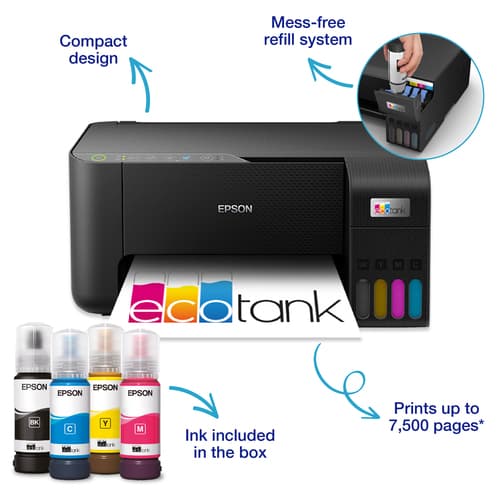Epson EcoTank ET-2864 - Multifunction printer - colour - ink-jet - ITS - A4 (media) - up to 10 ppm (printing) - 100 sheets - Wi-Fi, USB - black — view 3