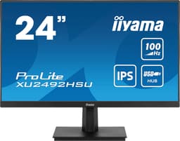 iiyama ProLite XU2492HSU-B6 - LED monitor - 24" (23.8" viewable) - 1920 x 1080 Full HD (1080p) @ 100 Hz - IPS - 250 cd/m� - 1300:1 - 0.4 ms - HDMI, DisplayPort - speakers - matte black