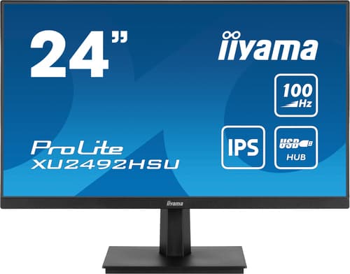 iiyama ProLite XU2492HSU-B6 - LED monitor - 24" (23.8" viewable) - 1920 x 1080 Full HD (1080p) @ 100 Hz - IPS - 250 cd/m� - 1300:1 - 0.4 ms - HDMI, DisplayPort - speakers - matte black — view 1