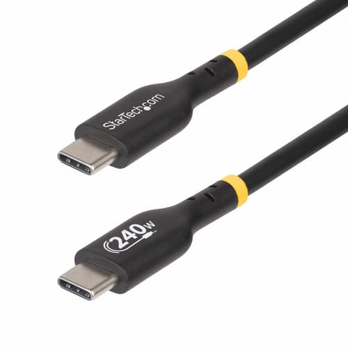 StarTech.com 6ft USB-C Charging Cable, USB-IF Certified USB C Cable, 240W PD EPR, USB 2.0 Type-C Laptop Charger Cord, TPE Jacket, M/M - USB-C Charge/Data Cable (USB2EPR6F) - USB cable - 24 pin USB-C (M) to 24 pin USB-C (M) - USB 2.0 - 48 V - 5 A - 1.8 m - USB Power Delivery (240W), Power Delivery 3.1 support, extended power range (EPR) - black