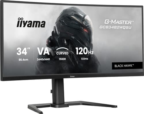 Iiyama GCB3482WQSU-B1 - LED monitor - gaming - curved - 34" - 3440 x 1440 WQHD @ 120 Hz - VA - 500 cd/m� - 3000:1 - 0.6 ms - 2xHDMI, DisplayPort - speakers