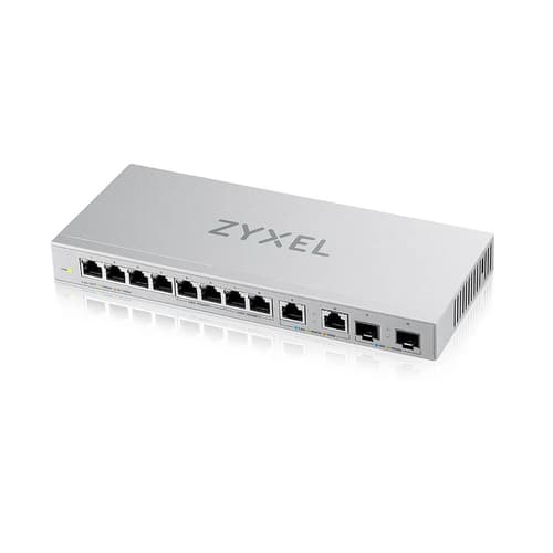 Zyxel XGS1010-12 - V2 - switch - Managed - 8 x 10/100/1000 + 2 x 100/1000/2.5G + 2 x 1 Gigabit / 10 Gigabit SFP+ (uplink) - desktop, wall-mountable — view 1