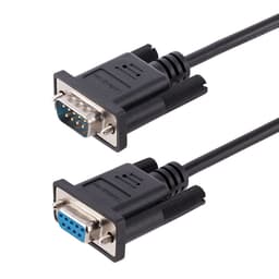 StarTech.com 3m RS232 Serial Null Modem Cable, Crossover Serial Cable w/Al-Mylar Shielding, DB9 Serial COM Port Cable Female to Male, Compatible w/DTE Devices - Tool-Less Design w/Thumbscrews, Black, F/M (9FMNM-3M-RS232-CABLE) - Null modem cable - DB-9 (F) to DB-9 (M) - 3 m - crossover, thumbscrews, molded - black