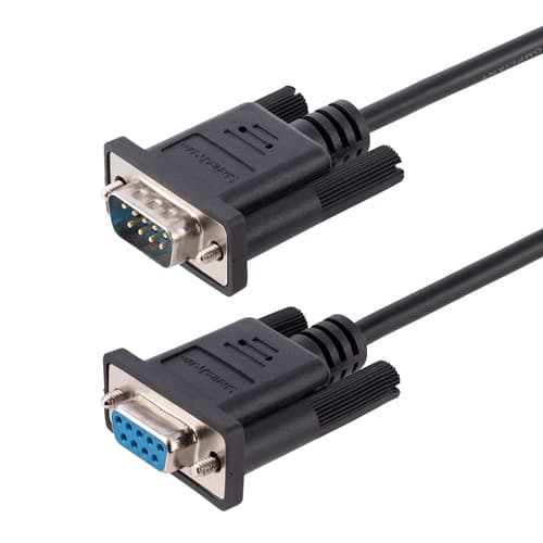 StarTech.com 3m RS232 Serial Null Modem Cable, Crossover Serial Cable w/Al-Mylar Shielding, DB9 Serial COM Port Cable Female to Male, Compatible w/DTE Devices - Tool-Less Design w/Thumbscrews, Black, F/M (9FMNM-3M-RS232-CABLE) - Null modem cable - DB-9 (F) to DB-9 (M) - 3 m - crossover, thumbscrews, molded - black