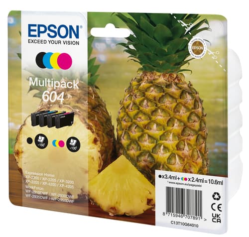 Epson 604 Multipack - 4-pack - black, yellow, cyan, magenta - original - blister with RF/acoustic alarm - ink cartridge - for Expression Home XP-2200, 2205, 3200, 3205, 4200, 4205, WorkForce WF-2910, 2930, 2935, 2950