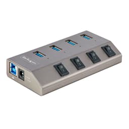 StarTech.com 4-Port Self-Powered USB-C Hub with Individual On/Off Switches, USB 3.0 5Gbps Expansion Hub w/Power Supply, Desktop/Laptop USB-C to USB-A Hub, 4x BC 1.2 (1.5A), USB Type C Hub - USB-C/A Host Cables (5G4AIBS-USB-HUB-EU) - Hub - 4 x USB 3.2 Gen 1 - desktop